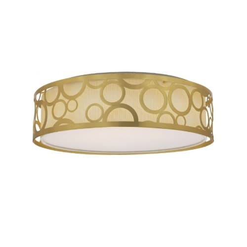 Nuvo 15" 20W LED Contemporary Flush Mount Ceiling Light, Dim, 1400 lm, 3000K, Natural Brass