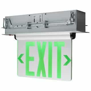 Satco 2.94W Edge Lit Green Mirror Exit Sign, 120V/277V, Single Face