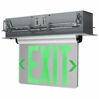 2.94W Edge Lit Green Clear Exit Sign, 120V/277V, Single Face
