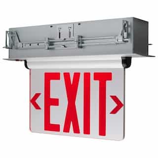 Satco 3.14W Edge Lit Red Mirror Exit Sign, 120V/277V, Single Face