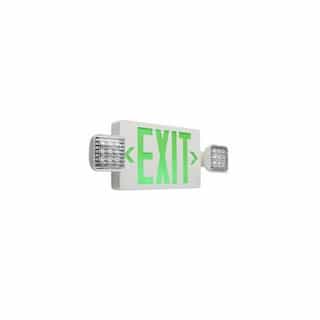 3.5W Combo GRN Exit Sign with Dual Light RC, 150 lm, 277V, 5700K, WHT