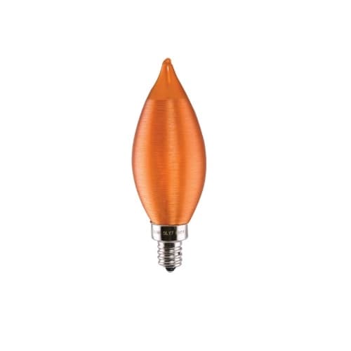 4W Amber LED CA11 Bulb, 40W Inc. Retrofit, Dim, E12, 200 lm, 120V, 2100K, Satin Spun