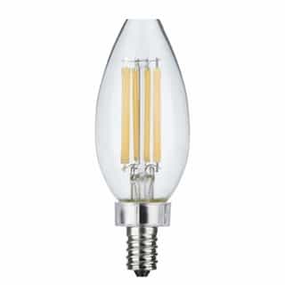Satco 8W LED C11 Candelabra Filament Bulb, E12, 760lm, 120V, 4000K, Clear