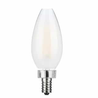 8W LED C11 Candelabra Filament Bulb, E12, 760lm, 120V, 3000K, Frosted