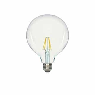 Satco 8W LED G40 Bulb, 60W Inc. Retrofit, Dim, E26, 800 lm, 120V, 3000K, Clear