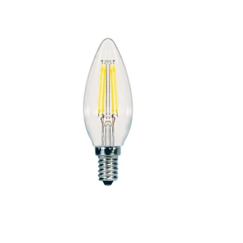 Satco 5.5W LED B11 Bulb, 60W Inc. Retrofit, Dim, E12, 500 lm, 2700K, Clear