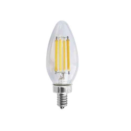 Satco 8W LED C11 Candelabra Bulb, Dimmable, E12, 760 lm, 120V, 2700K, Clear