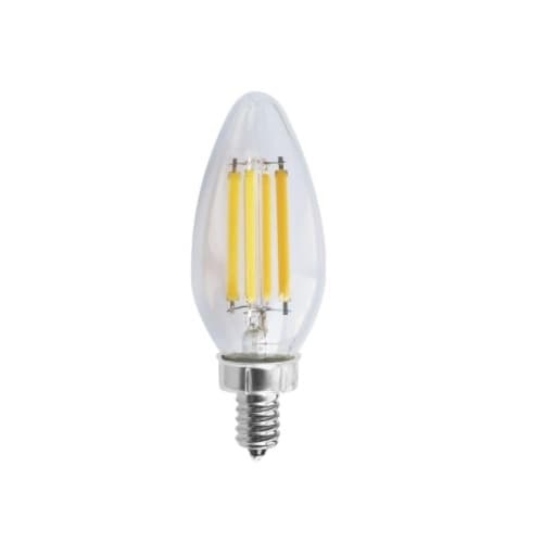 8W LED C11 Candelabra Bulb, Dimmable, E12, 760 lm, 120V, 3000K, Clear