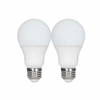 9.8W LED A19 Bulb, E26, 800 lm, 120V, 2700K, White/Frosted, Bulk
