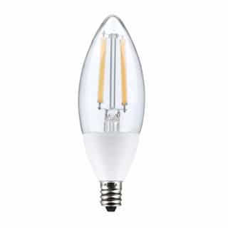 5W LED B11 Dusk to Dawn Candelabra Filament Bulb, 120V, 2700K, WH