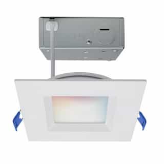 12W LED 6-in Square Low Prof Regress Baffle Downlight, SelectableCCT