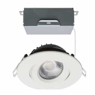Satco 12W LED 4-in Round Gimbal Downlight w/Remote Driver, SelectableCCT, WH