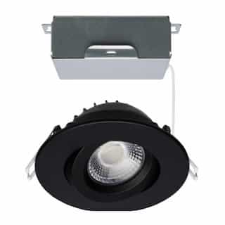 12W LED 4-in Round Gimbal Downlight w/Remote Driver, SelectableCCT, BK