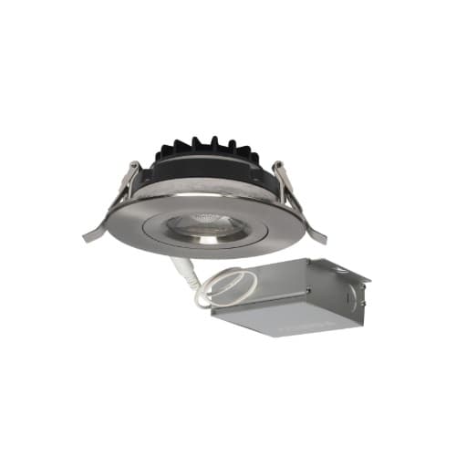 4-in 12W Direct-Wire LED Downlight, Gimbal, Dimmable, 850 lm, 120V, 3000K, Nickel