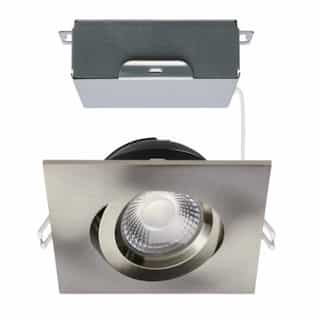 12W LED 4-in Square Gimbal Downlight w/RemoteDriver, SelectableCCT, BN