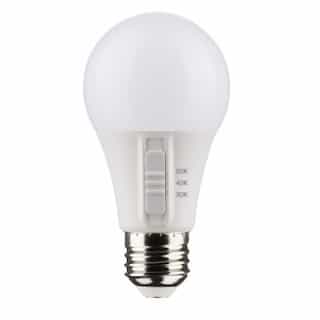 Satco 9W LED A19 Bulb, Medium Bi-Pin Base, 90CRI, 120V, SelectableCCT, White