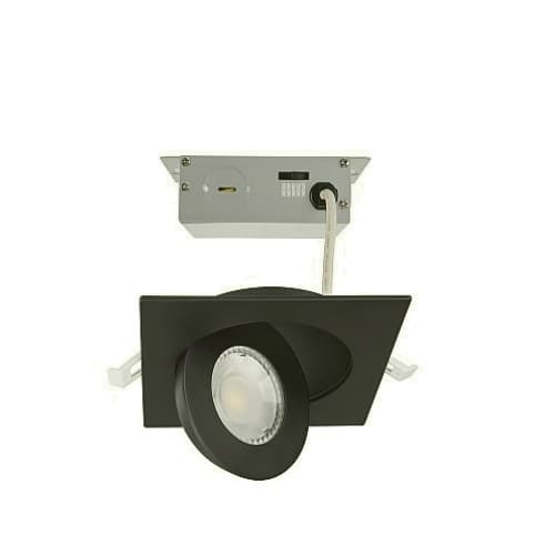 9W LED Downlight, Dim, Direct Wire, 120V, CCT Select, Square, BLK