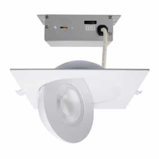 15W LED 6-in Square Gimbal Downlight w/ Remote Driver, SelectCCT, WH