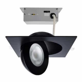 15W LED 6-in Square Gimbal Downlight w/ Remote Driver, SelectCCT, BK