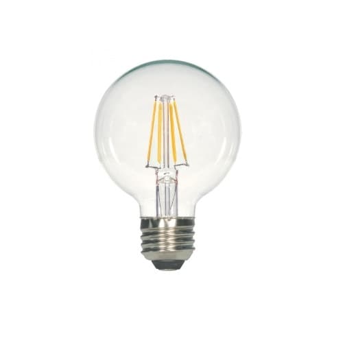 6.5W LED G25 Bulb, Dimmable, E26, 810 lm, 120V, 3000K, Clear