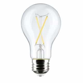 Satco 5W LED A19 Bulb, Medium Base, 90CRI, 450lm, 120V, 2700K, Clear, 4PK