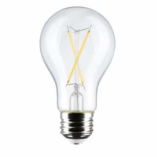 Satco 5W LED A19 Bulb, Medium Base, 90CRI, 450lm, 120V, 3000K, Clear, 4PK