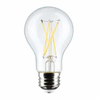 Satco 8W LED A19 Bulb, Medium Base, 90CRI, 800lm, 120V, 2700K, Clear, 4PK