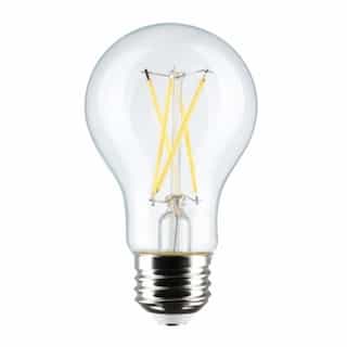 Satco 8W LED A19 Bulb, Medium Base, 90CRI, 800lm, 120V, 5000K, Clear, 4PK