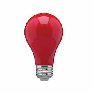 8W LED A19 Bulb, Dimmable, E26 Base, Ceramic Red