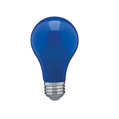 Satco 8W LED A19 Bulb, Dimmable, E26 Base, Ceramic Blue