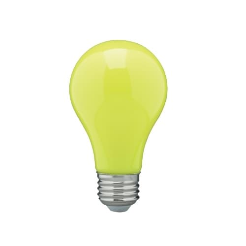 Satco 8W LED A19 Bulb, Dimmable, E26 Base, Ceramic Yellow