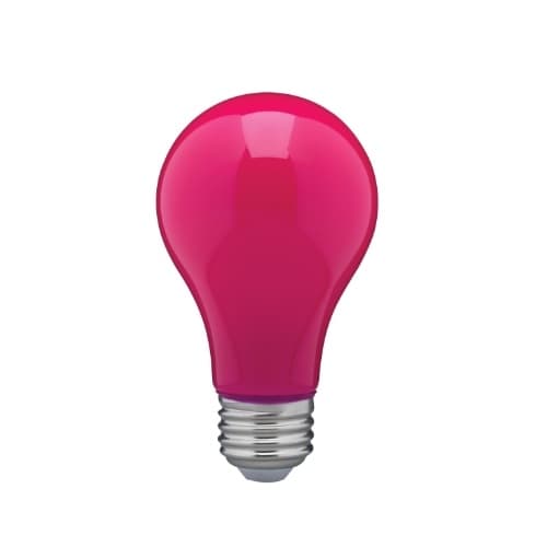 Satco 8W LED A19 Bulb, Dimmable, E26 Base, Ceramic Pink