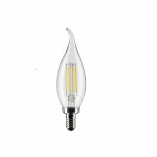 4W LED CA10 Bulb, Dimmable, E12, 350 lm, 120V, 4000K, Clear