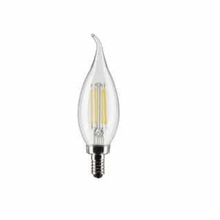 Satco 4W LED CA10 Bulb, Dimmable, E12, 350 lm, 120V, 5000K, Clear