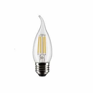 Satco 4W LED CA10 Bulb, Dimmable, E26, 350 lm, 120V, 3000K, Clear