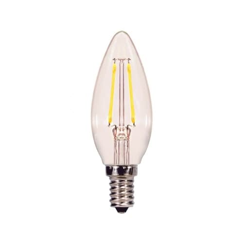 2.5W LED B11 Bulb, Dimmable, E12, 180 lm, 120V, 2700K, Clear