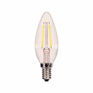 2.5W LED B11 Bulb, Dimmable, E12, 180 lm, 120V, 2700K, Clear
