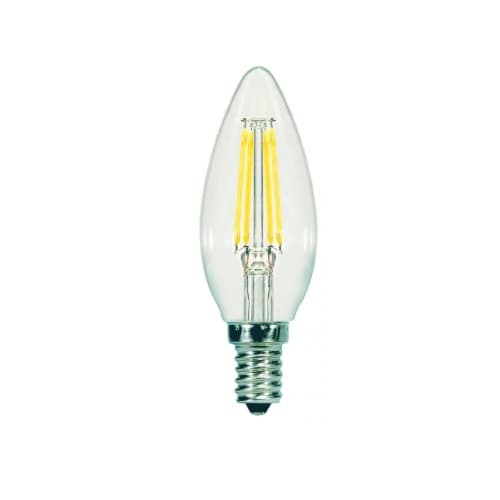 Satco 5.5W LED B11 Bulb, 60W Inc. Retrofit, Dim, E12, 500 lm, 120V, 2700K, Clear