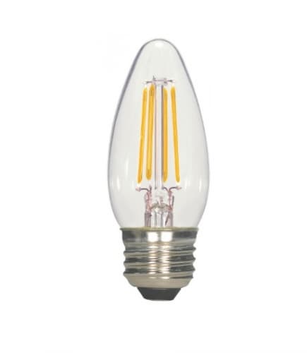 Satco 5.5W LED B11 Bulb, Blunt Tip, Dimmable, E26, 500 lm, 120V, 2700K, Clear