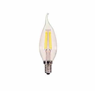 Satco 4.5W LED CA10 Bulb, Flame Tip, Dimmable, E12, 350 lm, 120V, 2700K, Clear