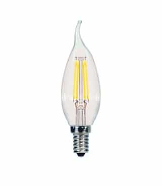Satco 5.5W LED CA10 Bulb, Flame Tip, Dimmable, E12, 500 lm, 120V, 2700K, Clear