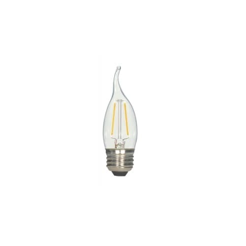 2.5W LED CA10 Bulb, Flame Tip, Dimmable, E26, 180 lm, 120V, 2700K, Clear