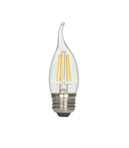 5.5W LED CA10 Bulb, Flame Tip, Dimmable, E26, 500 lm, 120V, 2700K, Clear