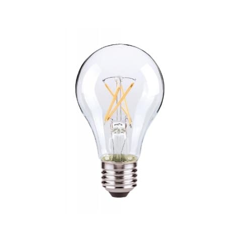Satco 7.5W LED A19 Bulb, 60W Inc. Retrofit, Dimmable, E26, 800 lm, 3000K, Clear