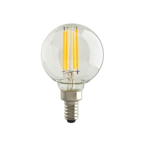4.5W LED G16 Bulb, Dimmable, E12, 350 lm, 120V, 2700K, Clear