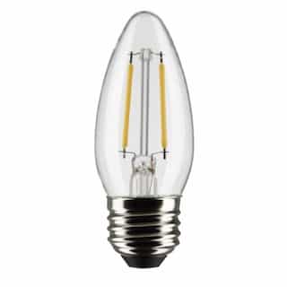 Satco 3W LED B11 Bulb, Dimmable, E26, 250 lm, 120V, 2700K, Clear, 2PK