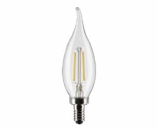 Satco 3W LED CA10 Bulb, Flame Tip, Dimmable, E12, 200 lm, 120V, 2700K