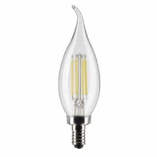 Satco 4W LED CA10 Bulb, Flame Tip, E12, 350 lm, 120V, 2700K, Clear, 2PK