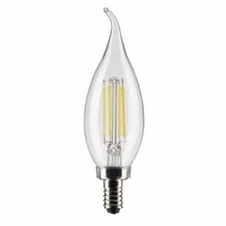 4W LED CA10 Bulb, Flame Tip, E12, 350 lm, 120V, 5000K, Clear, 2PK