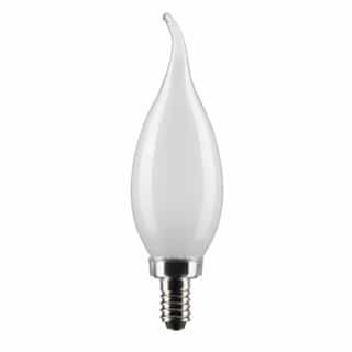 Satco 4W LED CA10 Bulb, Flame Tip, E12, 350 lm, 120V, 2700K, Frosted, 2PK